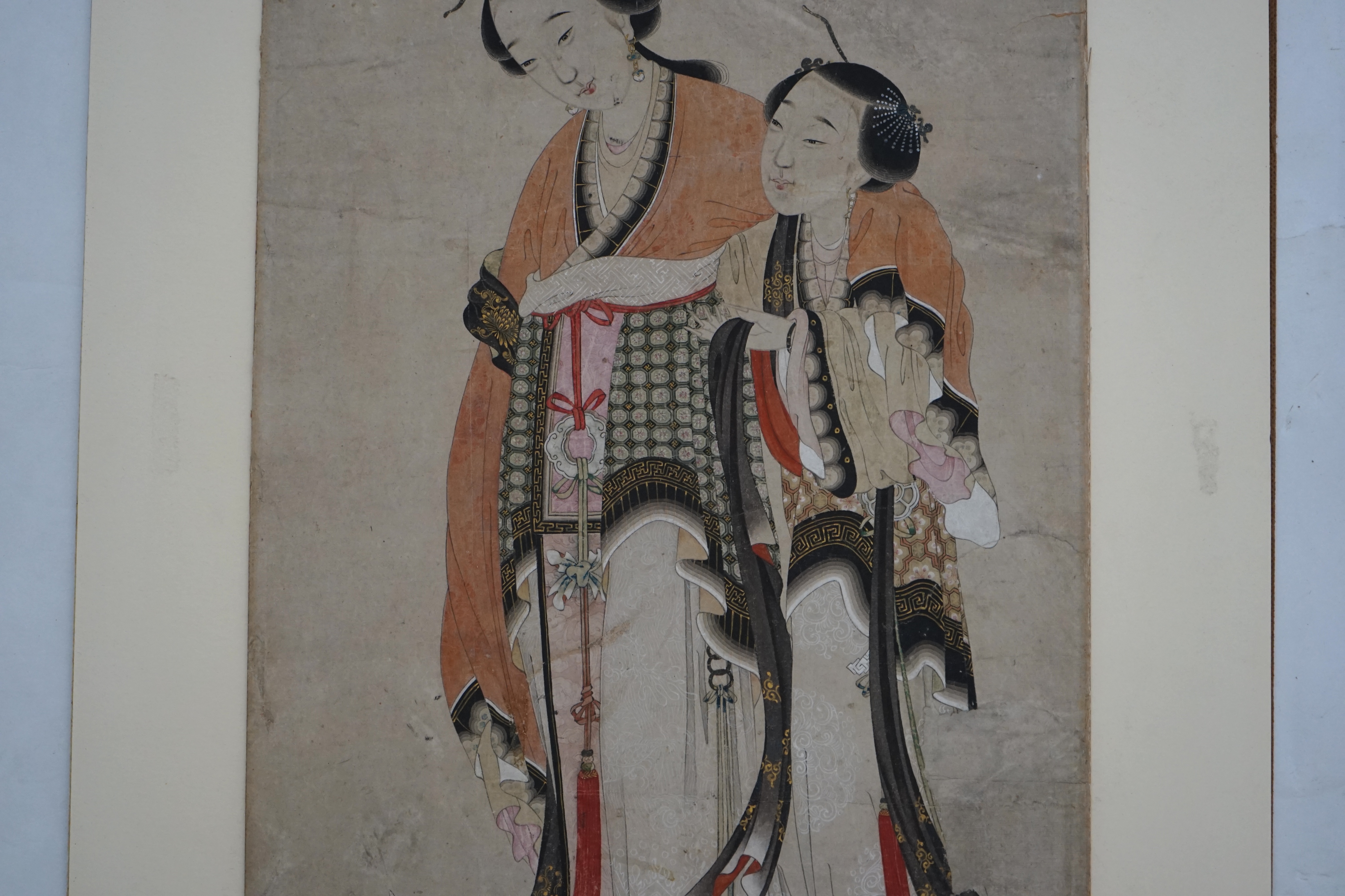 Chinese School, Yongzheng period (1723-35), watercolour on paper, two court ladies